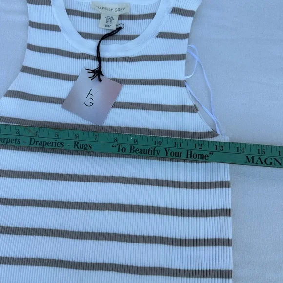 Happily Grey Striped Tank Top - White and Tan # A1 - Picture 7 of 7